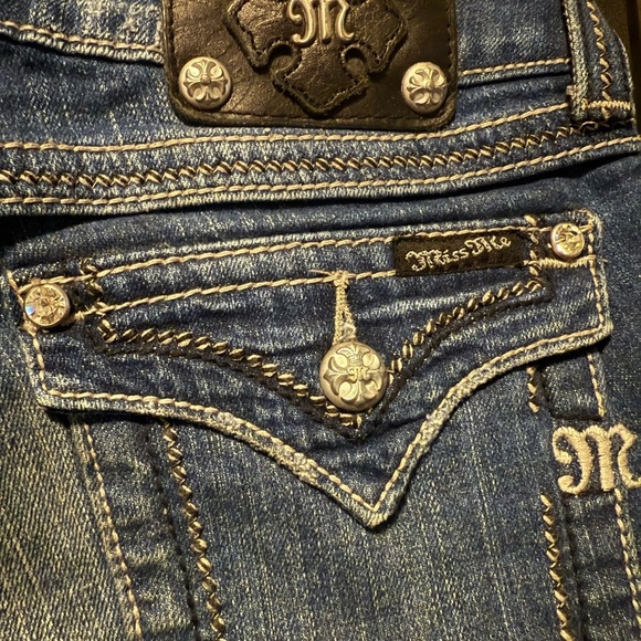 Miss Me Blue Skinny Jeans with Vintage Distress size 27 - Picture 6 of 9
